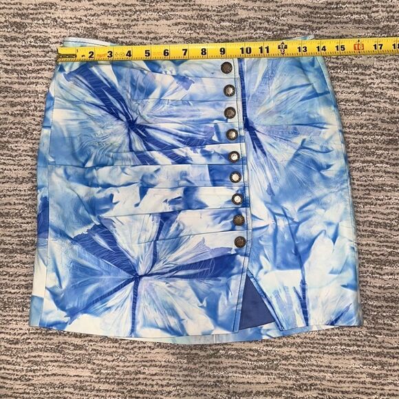 Retrofete Willa Blue Tie Dye Leather Skirt Small - Picture 8 of 14